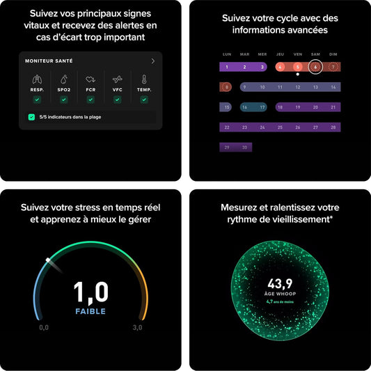 WHOOP 5.0 Capteur de Fitness et Santé Ultime, Moniteur d'Activité 24h/24 et 7j/7