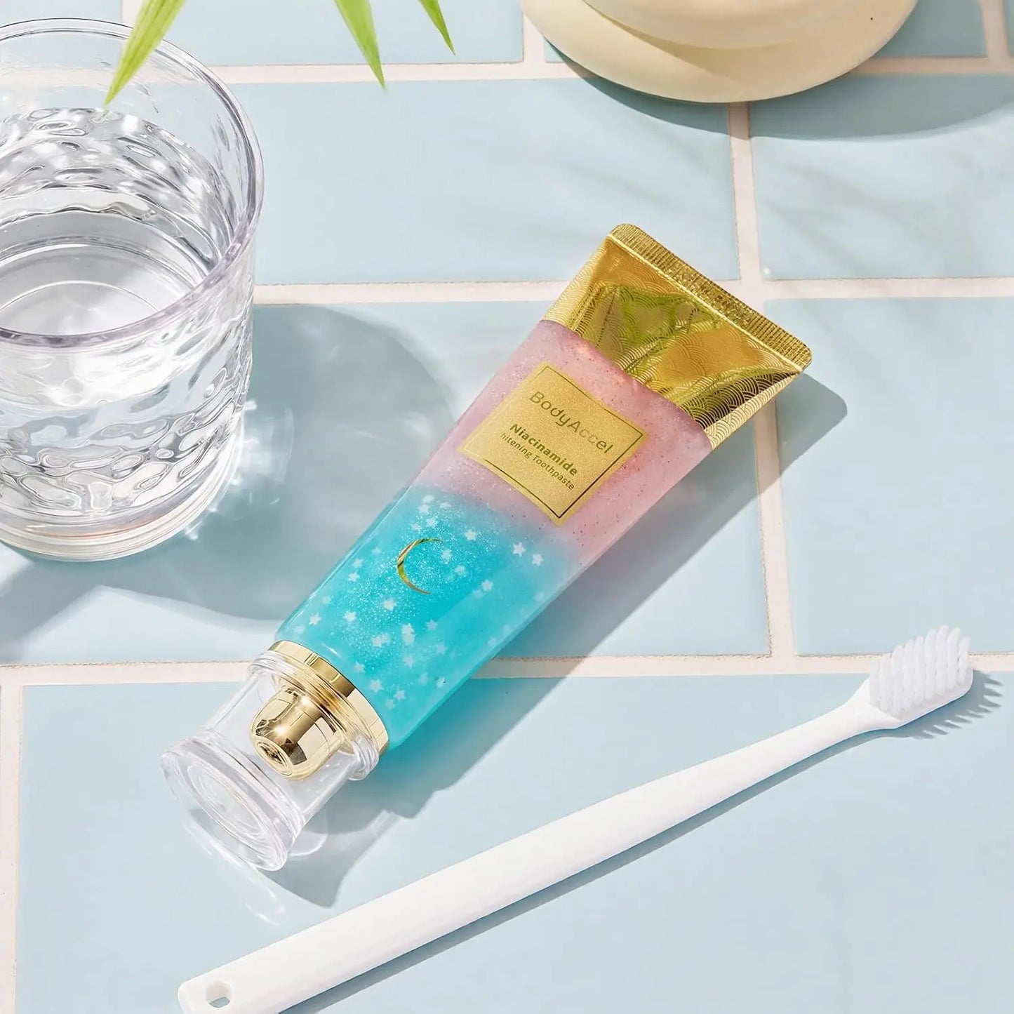 Dentifrice Blanchissant Niacinamide BodyAccel: Élimination Taches, Haleine Fraîche, Goût Pêche
