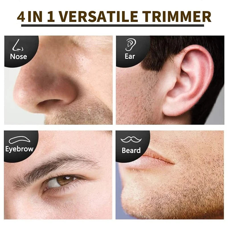 Tondeuse à barbe rechargeable 4 en 1 pour hommes, tondeuse à poils de nez, d'oreilles, de sourcils, pour épilation du nez et des oreilles, machine propre par Mireline