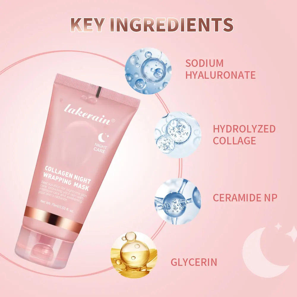 Crème Gelée Coréenne au Collagène – Masque Facial de Nuit Hydratant, Raffermissant et Peel-Off