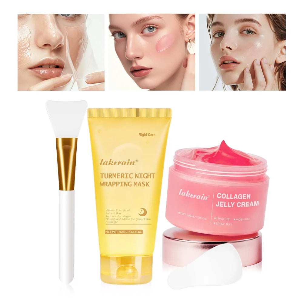 Crème Gelée Coréenne au Collagène – Masque Facial de Nuit Hydratant, Raffermissant et Peel-Off