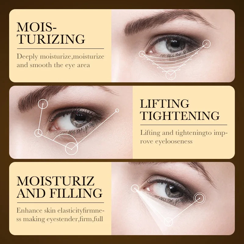 Crème Coréenne Contour des Yeux à l’Or 24k et Acide Hyaluronique – Anti-Cernes, Anti-Poches, Raffermissante et Hydratante