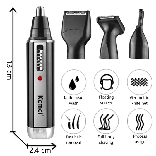 Tondeuse à barbe rechargeable 4 en 1 pour hommes, tondeuse à poils de nez, d'oreilles, de sourcils, pour épilation du nez et des oreilles, machine propre par Mireline