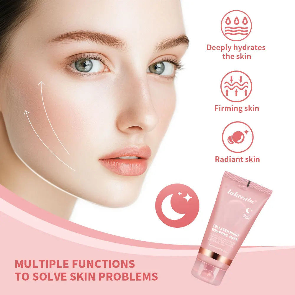 Crème Gelée Coréenne au Collagène – Masque Facial de Nuit Hydratant, Raffermissant et Peel-Off