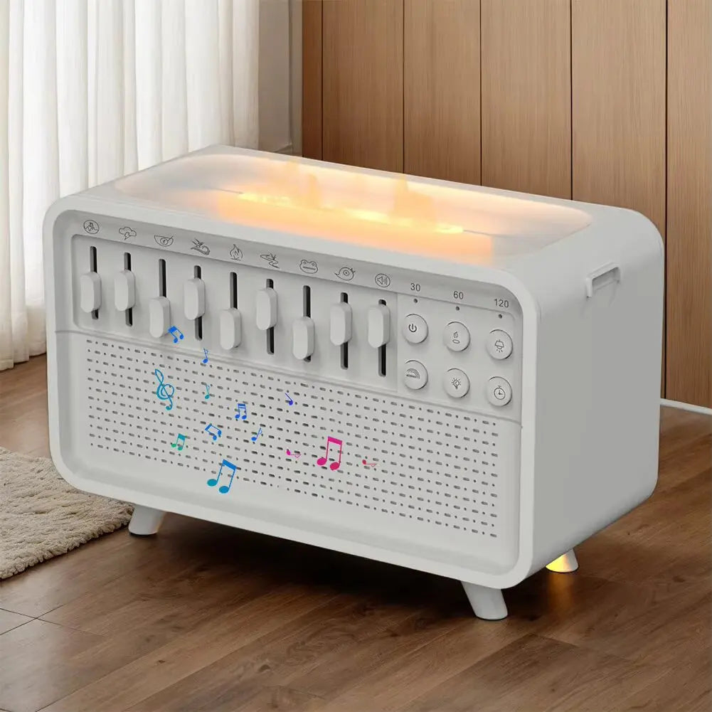 Haut-parleur LED Bluetooth avec Bruit Blanc, 8 Sons Naturels, Diffuseur d'Arômes, Veilleuse, Humidificateur et Aide au Sommeil Portable - Mireline