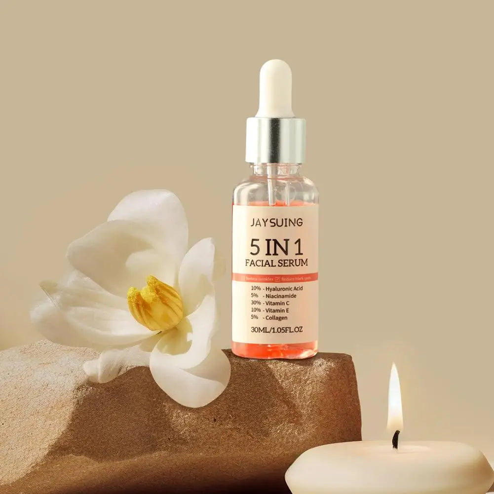 Sérum visage 5 en 1, raffermissant, hydratant, éclaircissant, vitamine C, acide hyaluronique, rétrécit les pores, soins de la peau par Mireline
