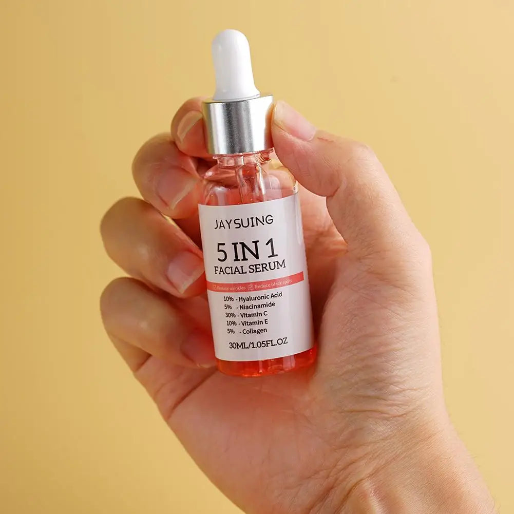 Sérum visage 5 en 1, raffermissant, hydratant, éclaircissant, vitamine C, acide hyaluronique, rétrécit les pores, soins de la peau par Mireline