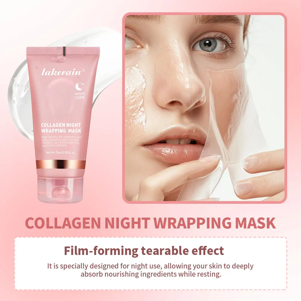 Crème Gelée Coréenne au Collagène – Masque Facial de Nuit Hydratant, Raffermissant et Peel-Off