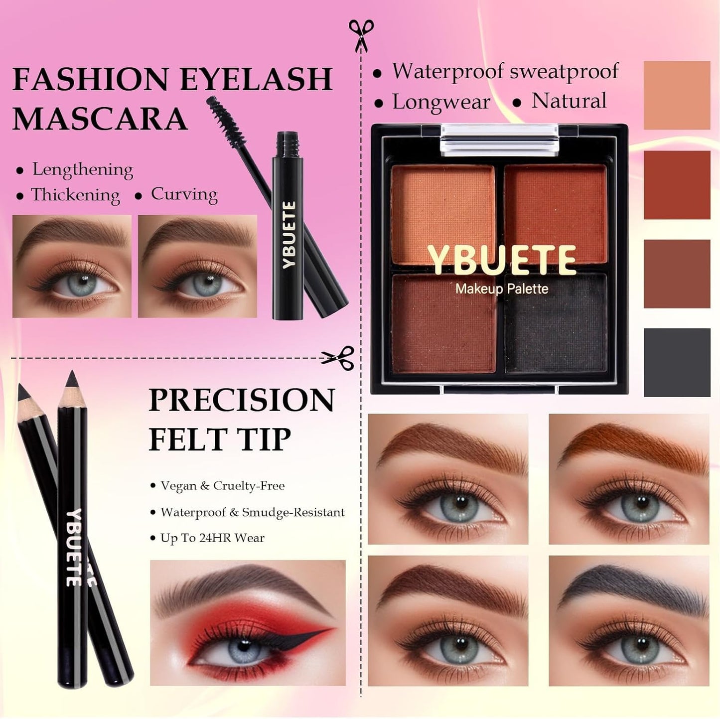 Makeup Kit for Teens, Makeup Gift Set for Girls Women, Beginner Makeup Kit with Cosmetic Train Case Included Eyeshadow Blusher Contour Eyebrow Powder Lip Gloss Lip Liner Mascara Eyeliner