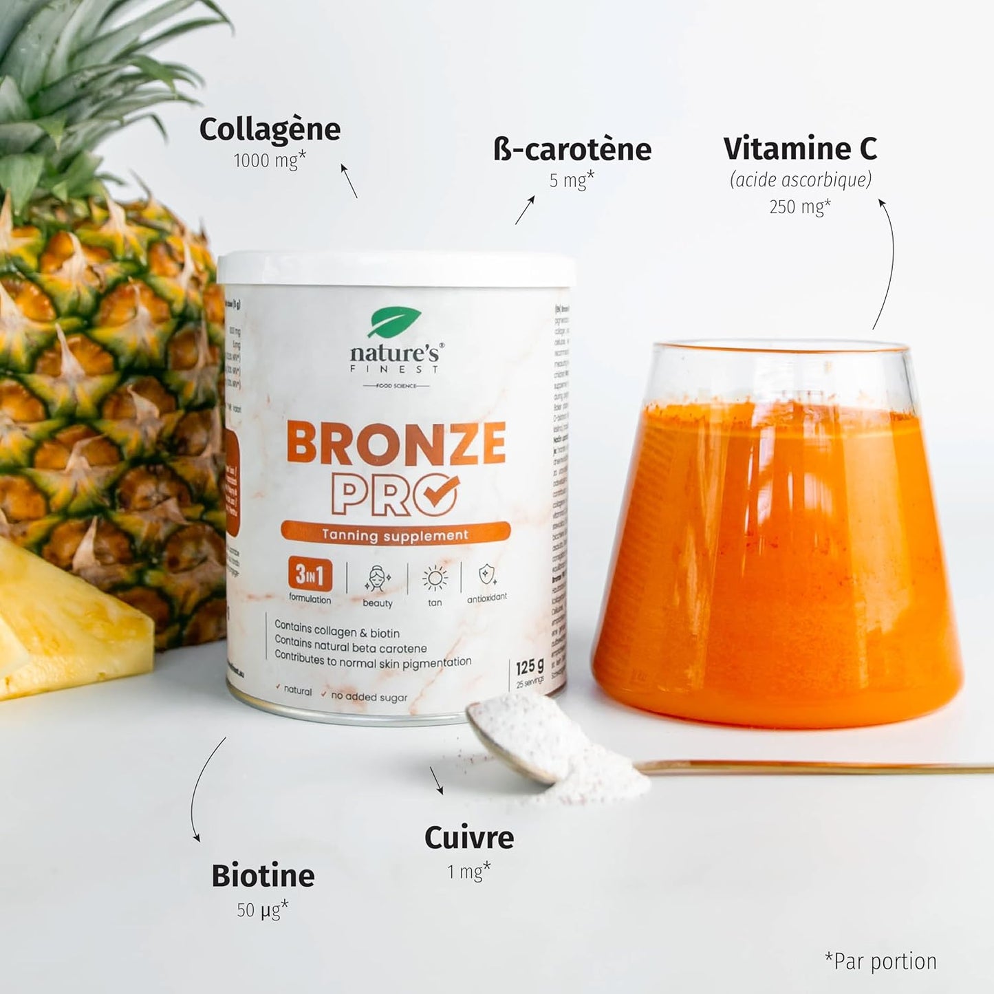 Nature'S Finest Bronze PRO - Complément Alimentaire Autobronzant, Beta Carotene Bronzage Intense, Prolongateur De Bronzage - Vitamines Pour Le Visage Et Corps - Autobronzant Bio