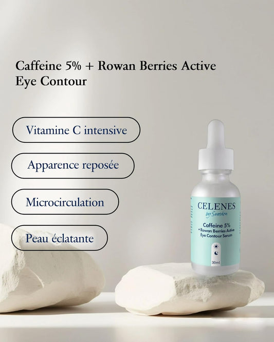 Serum Visage & Contour Des Yeux anti Rides - 5% Caféine+Sorbier, Antioxydant & anti Cerne Homme & Femme, Sans Alcool-Paraben, Serum Hydratant Visage & Soins Pour Le Visage, 30Ml