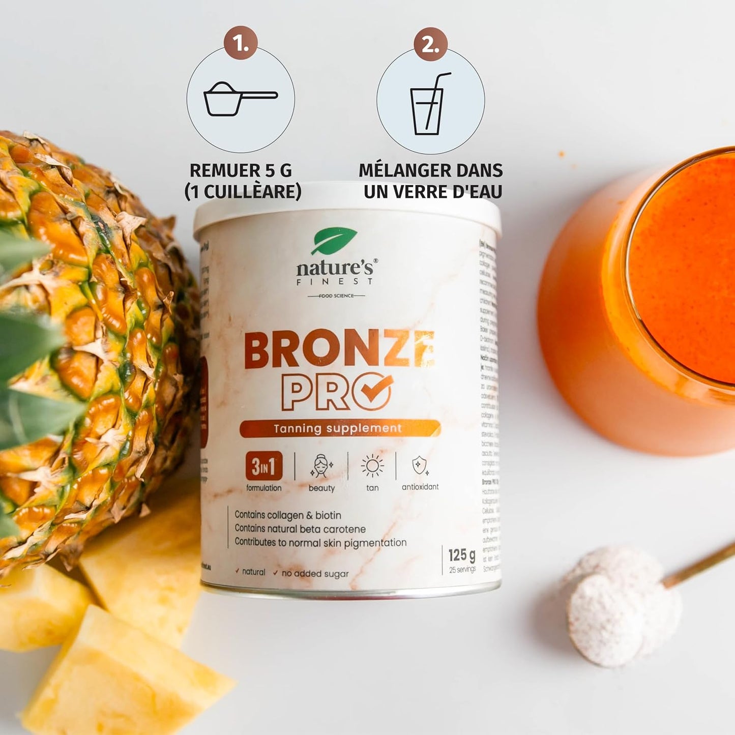 Nature'S Finest Bronze PRO - Complément Alimentaire Autobronzant, Beta Carotene Bronzage Intense, Prolongateur De Bronzage - Vitamines Pour Le Visage Et Corps - Autobronzant Bio
