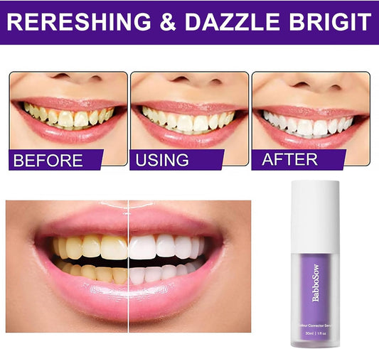 Dentifrice Violet 2 Pcs Dentifrice Blanchissant Violet Dentifrice V34 Blanchissant Pure Smile Mallow Le Whiter Color Corrector Serum Dentifrice Blancheur Pour Le Blanchiment Des Dents