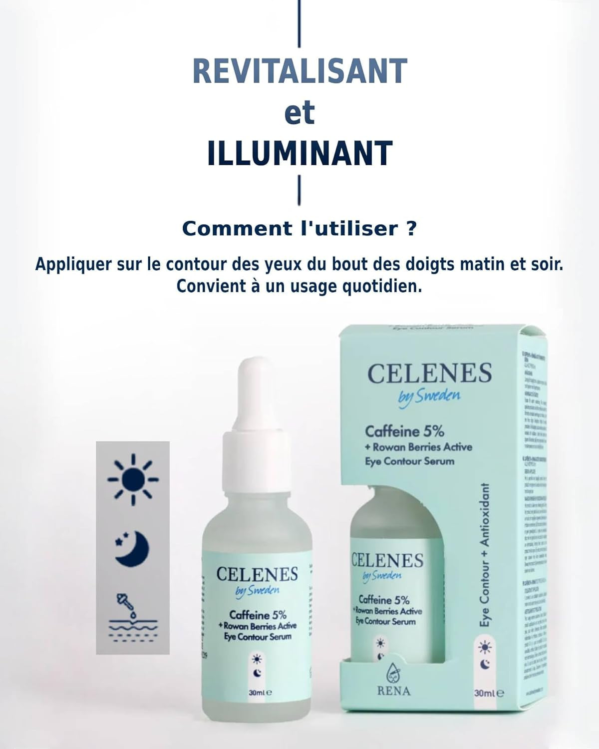 Serum Visage & Contour Des Yeux anti Rides - 5% Caféine+Sorbier, Antioxydant & anti Cerne Homme & Femme, Sans Alcool-Paraben, Serum Hydratant Visage & Soins Pour Le Visage, 30Ml