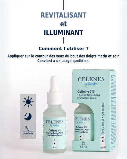 Serum Visage & Contour Des Yeux anti Rides - 5% Caféine+Sorbier, Antioxydant & anti Cerne Homme & Femme, Sans Alcool-Paraben, Serum Hydratant Visage & Soins Pour Le Visage, 30Ml