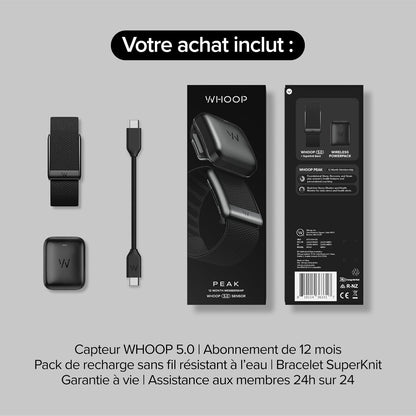 WHOOP 5.0 Capteur de Fitness et Santé Ultime, Moniteur d'Activité 24h/24 et 7j/7
