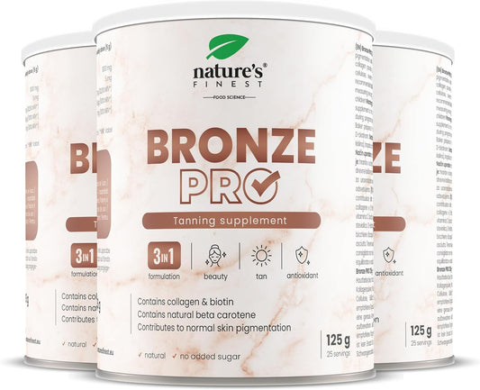 Nature'S Finest Bronze PRO - Complément Alimentaire Autobronzant, Beta Carotene Bronzage Intense, Prolongateur De Bronzage - Vitamines Pour Le Visage Et Corps - Autobronzant Bio