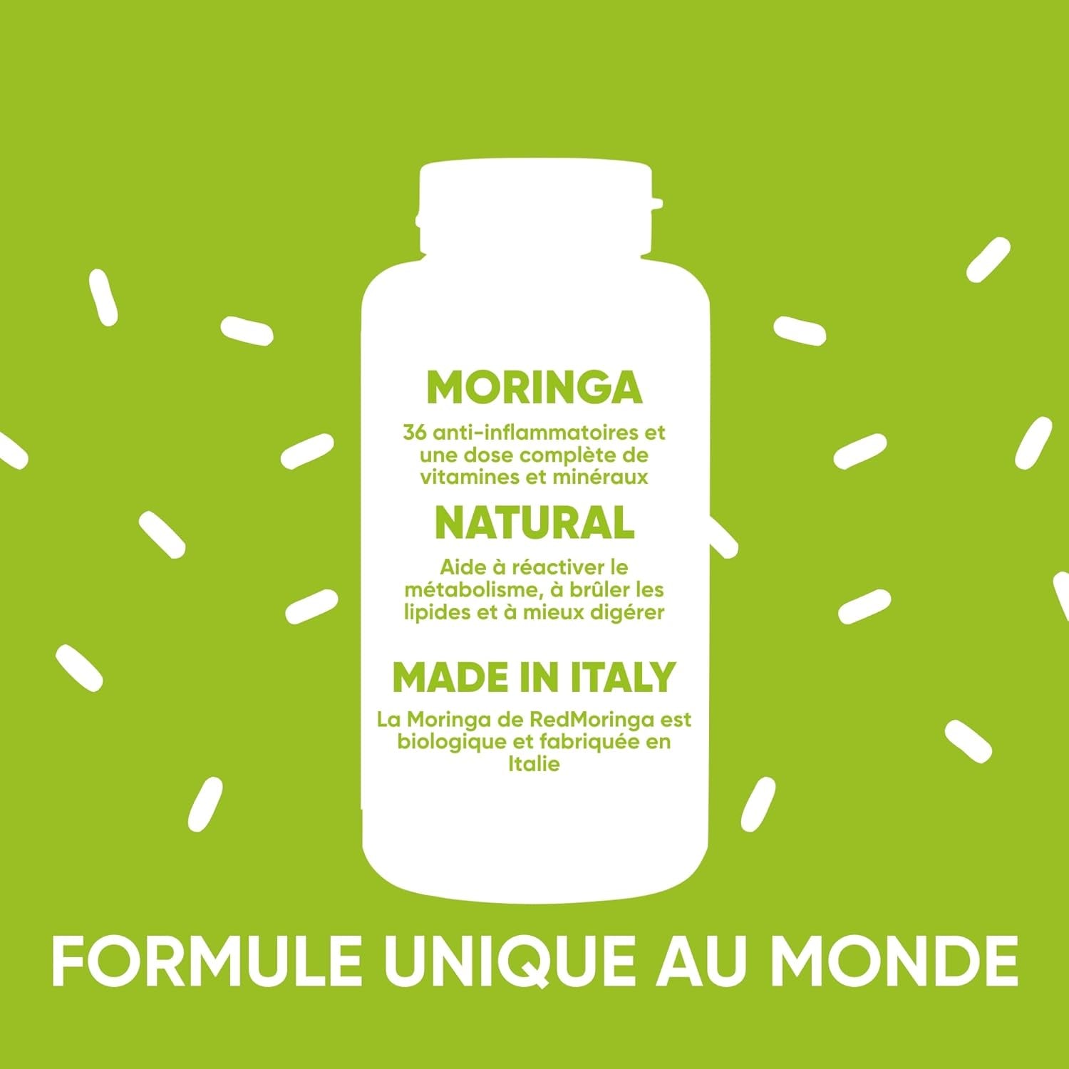 90 Gélules De Moringa Bio | La Seule Moringa Biologique Produite En Italie | Véganes Sans Additifs | Super Antioxydant Riche En Vitamines Et Protéines Végétales | Haute Qualité