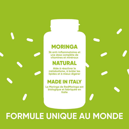 90 Gélules De Moringa Bio | La Seule Moringa Biologique Produite En Italie | Véganes Sans Additifs | Super Antioxydant Riche En Vitamines Et Protéines Végétales | Haute Qualité