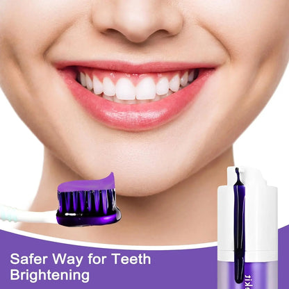 Dentifrice Violet Blanchissant Hi Smile Correcteur De Couleur Dentifrice Blanchissant Blanchiment Dentaire Purple Toothpaste Produit Violet Blanchir Les Dents Nettoyage Buccal Diamond Smile 2 PCS
