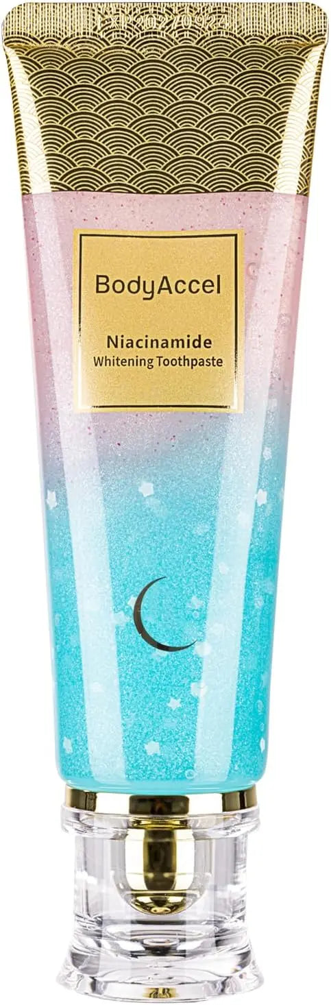 Dentifrice Blanchissant Niacinamide BodyAccel: Élimination Taches, Haleine Fraîche, Goût Pêche