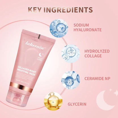Crème Gelée Coréenne au Collagène – Masque Facial de Nuit Hydratant, Raffermissant et Peel-Off
