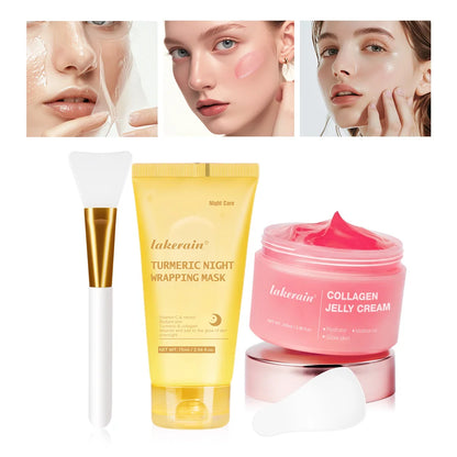 Crème Gelée Coréenne au Collagène – Masque Facial de Nuit Hydratant, Raffermissant et Peel-Off