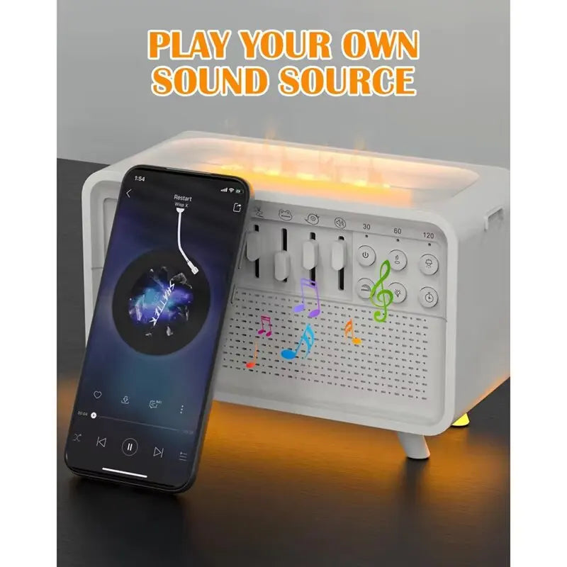 Haut-parleur LED Bluetooth avec Bruit Blanc, 8 Sons Naturels, Diffuseur d'Arômes, Veilleuse, Humidificateur et Aide au Sommeil Portable - Mireline
