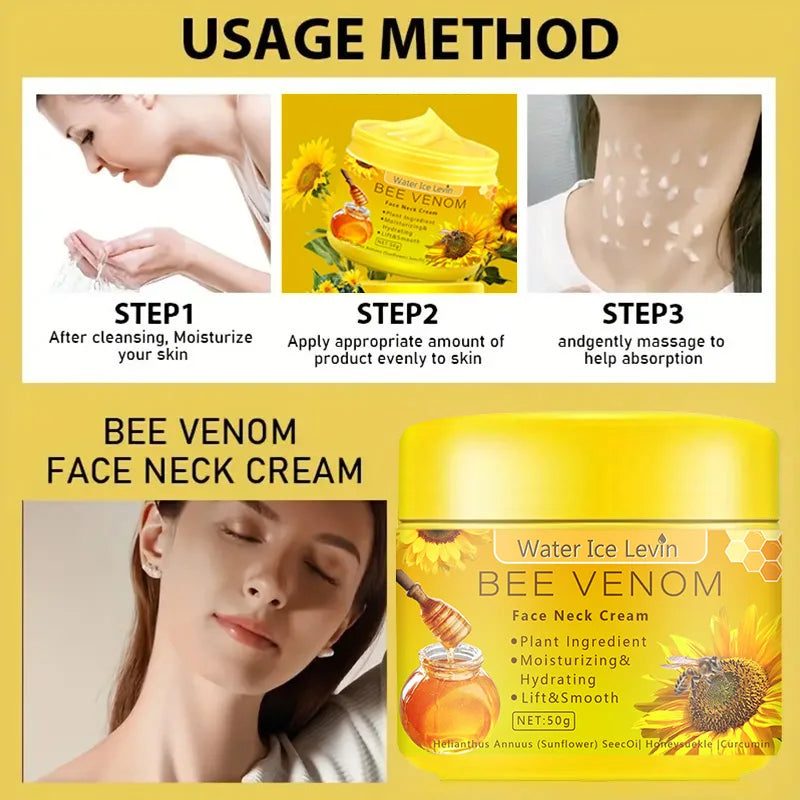 Crème pour le cou au venin d'abeille Hydratante Raffermissement Amélioration Réduit les ridules Peau abîmée Réparation Crème pour le visage Nourrissante Soin de la peau par Mireline