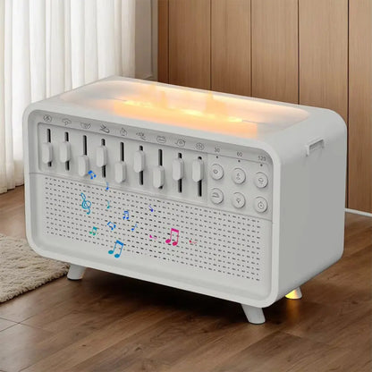 Haut-parleur LED Bluetooth avec Bruit Blanc, 8 Sons Naturels, Diffuseur d'Arômes, Veilleuse, Humidificateur et Aide au Sommeil Portable - Mireline