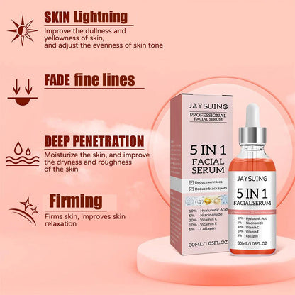 Sérum visage 5 en 1, raffermissant, hydratant, éclaircissant, vitamine C, acide hyaluronique, rétrécit les pores, soins de la peau par Mireline