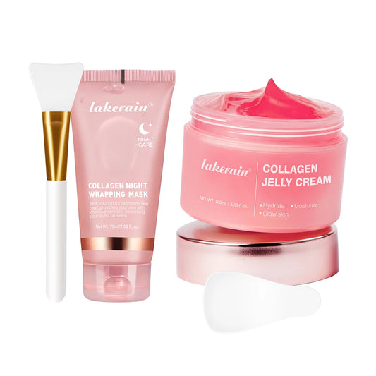 Crème Gelée Coréenne au Collagène – Masque Facial de Nuit Hydratant, Raffermissant et Peel-Off