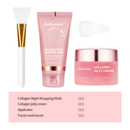 Crème Gelée Coréenne au Collagène – Masque Facial de Nuit Hydratant, Raffermissant et Peel-Off