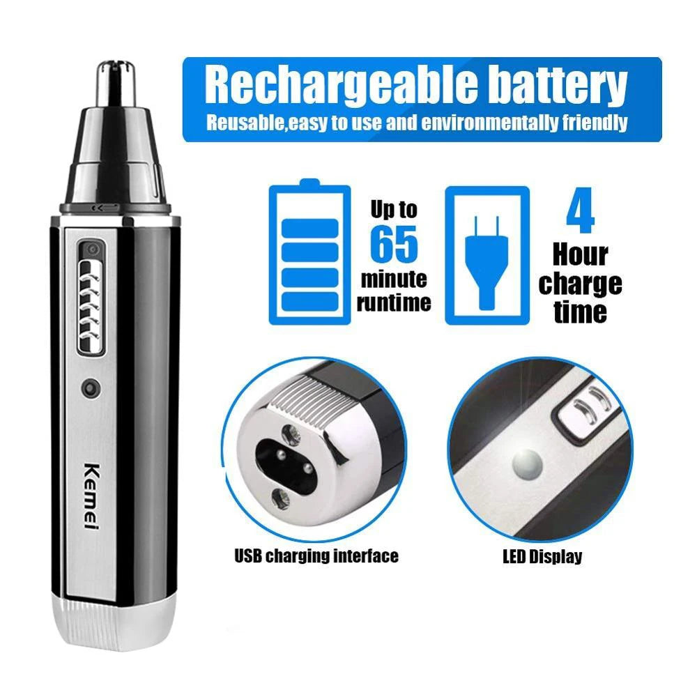Tondeuse à barbe rechargeable 4 en 1 pour hommes, tondeuse à poils de nez, d'oreilles, de sourcils, pour épilation du nez et des oreilles, machine propre par Mireline