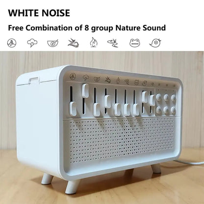 Haut-parleur LED Bluetooth avec Bruit Blanc, 8 Sons Naturels, Diffuseur d'Arômes, Veilleuse, Humidificateur et Aide au Sommeil Portable - Mireline
