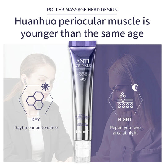 Crème contour des yeux anti-rides, anti-cernes, rouleau de massage, hydratant, anti-poches, anti-âge, acide hyaluronique, soin de la peau par Mireline