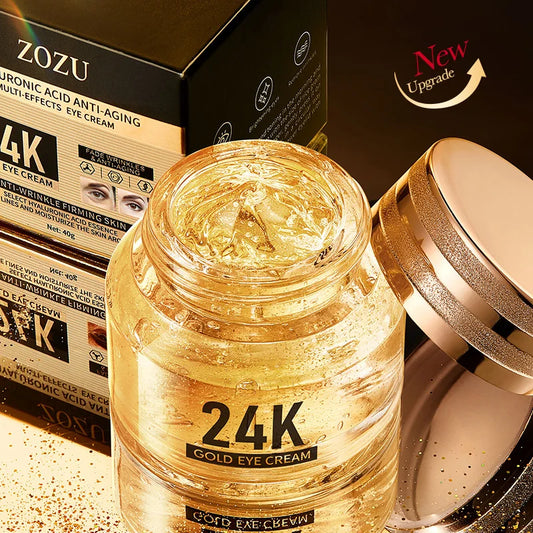 Crème Coréenne Contour des Yeux à l’Or 24k et Acide Hyaluronique – Anti-Cernes, Anti-Poches, Raffermissante et Hydratante