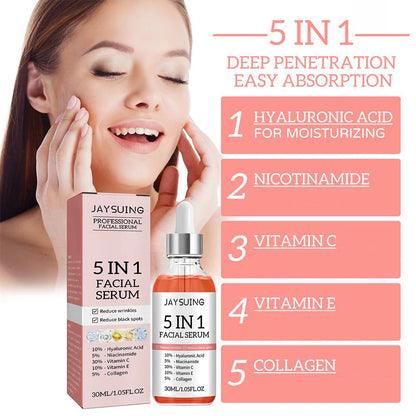 Sérum visage 5 en 1, raffermissant, hydratant, éclaircissant, vitamine C, acide hyaluronique, rétrécit les pores, soins de la peau par Mireline