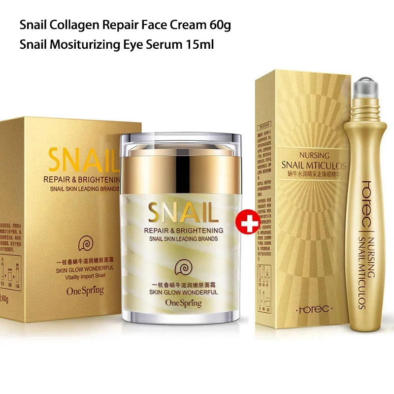 Soins de la peau Crème d'escargot Crème au collagène Anti-âge Blanchit la peau Crème pour le visage Atténue les cernes Élimine les poches sous les yeux Sérum pour les yeux