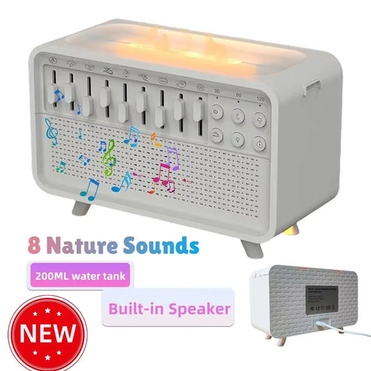 Haut-parleur LED Bluetooth avec Bruit Blanc, 8 Sons Naturels, Diffuseur d'Arômes, Veilleuse, Humidificateur et Aide au Sommeil Portable - Mireline